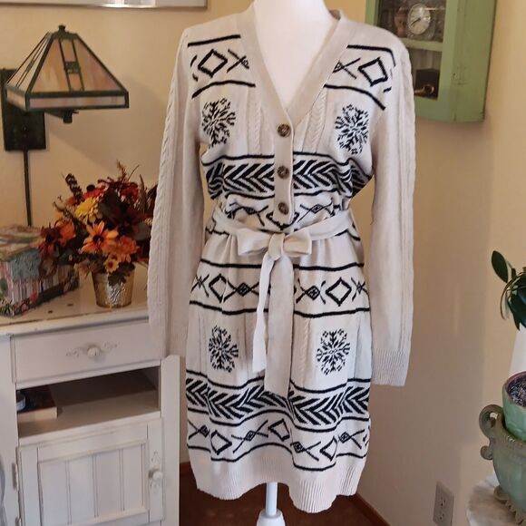 NWT Lucky Brand Jacquard Sweater Dress. - Picture 2 of 15